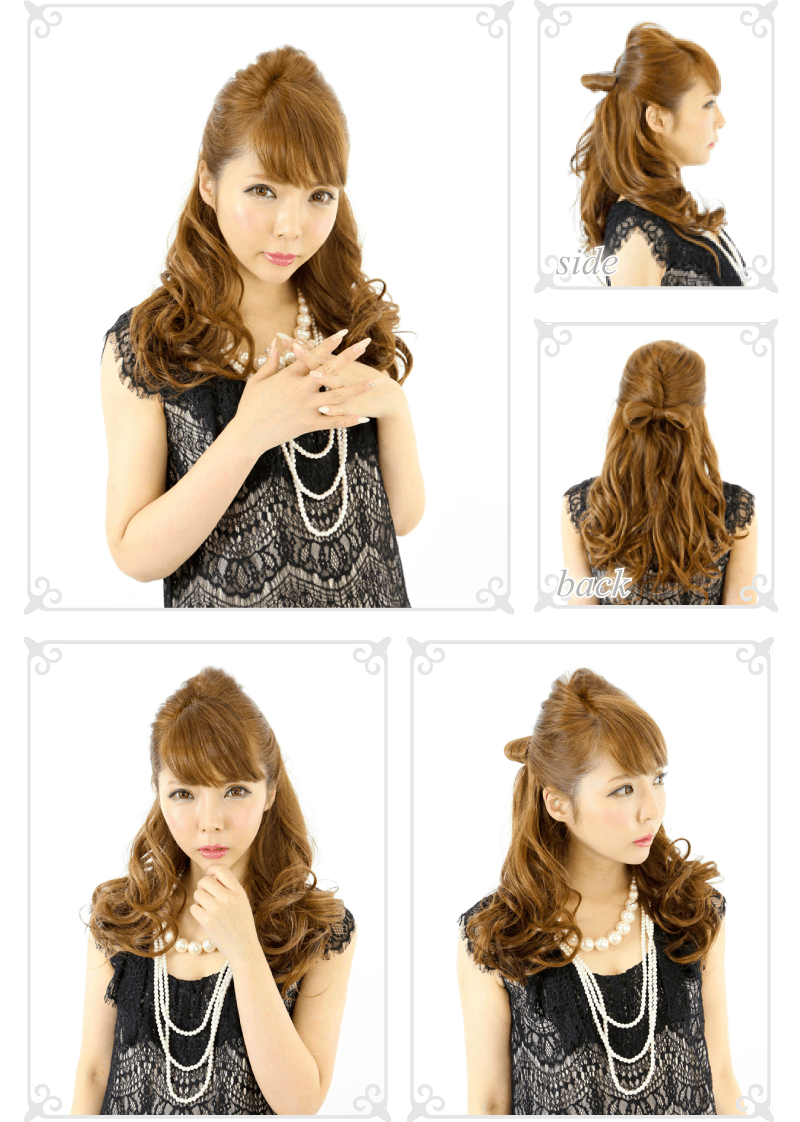 自毛をゆるく巻き、めちゃ楽ボリュームエクステを使用した王道の愛され巻き髪アレンジの写真です。モデルは咲本弥生ちゃんです。
